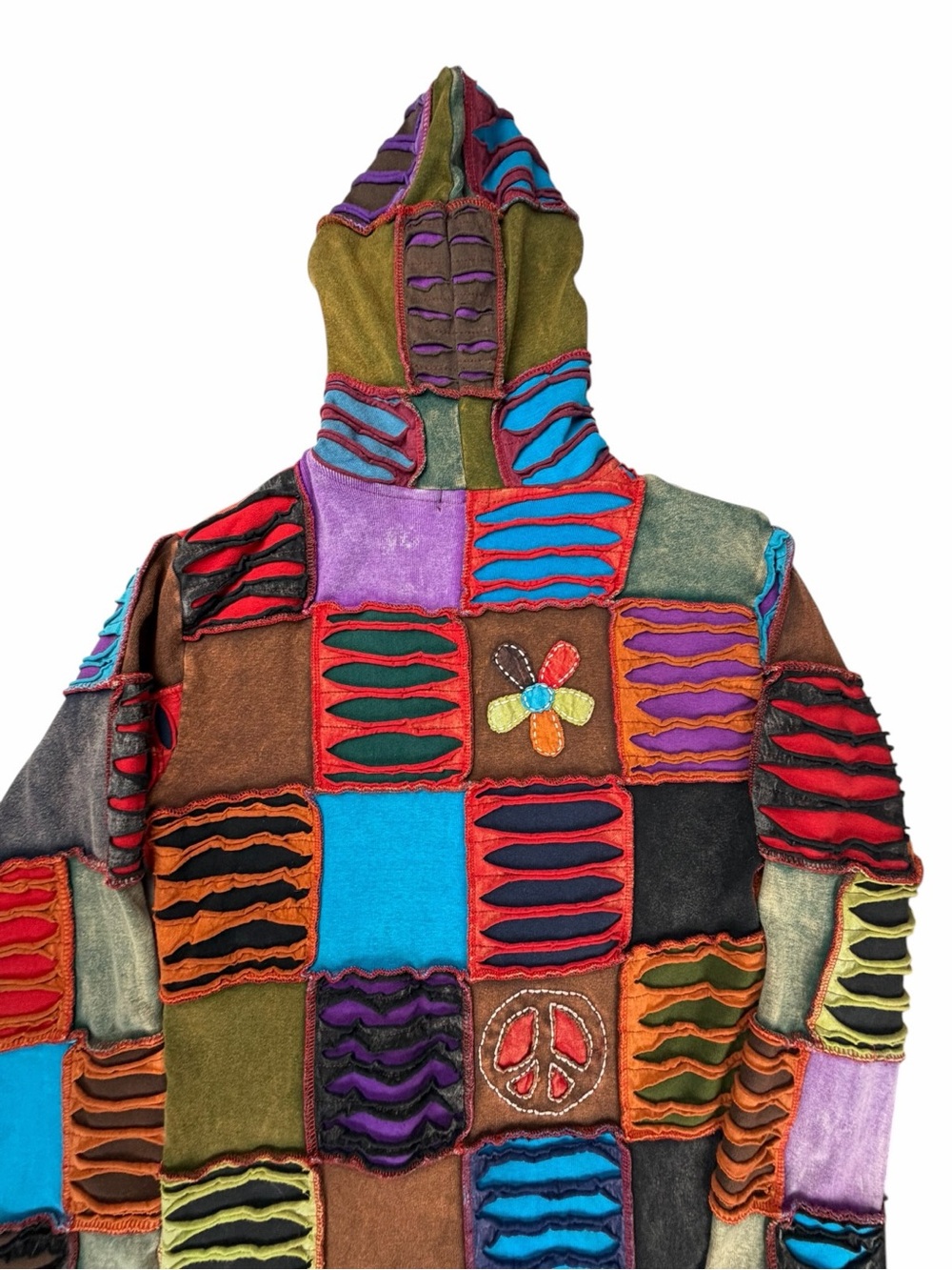 Vintage Hippie Boho Rising International Embroidered Full-Zip Hooded Jacket M - Picture 11 of 11
